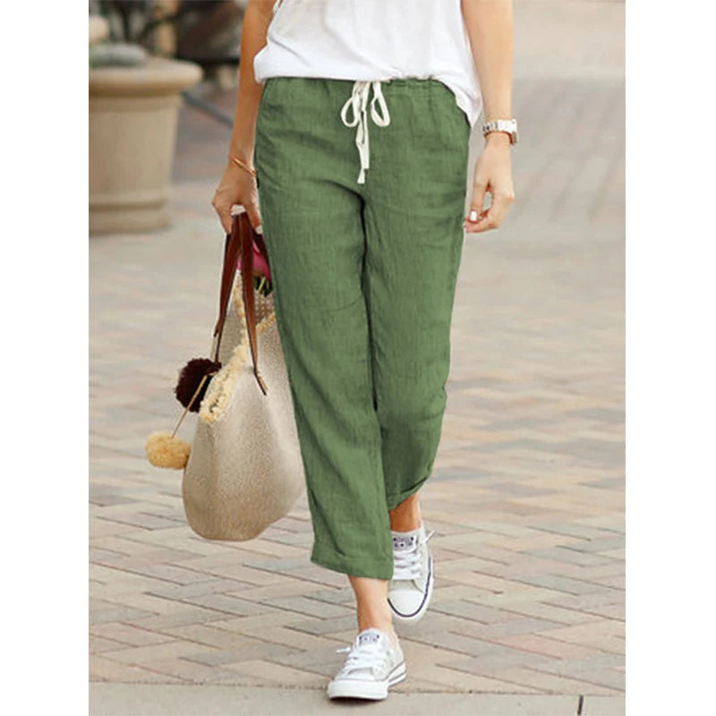 Casual Women's Ankle-Length Slim Fit Drawstring Pants