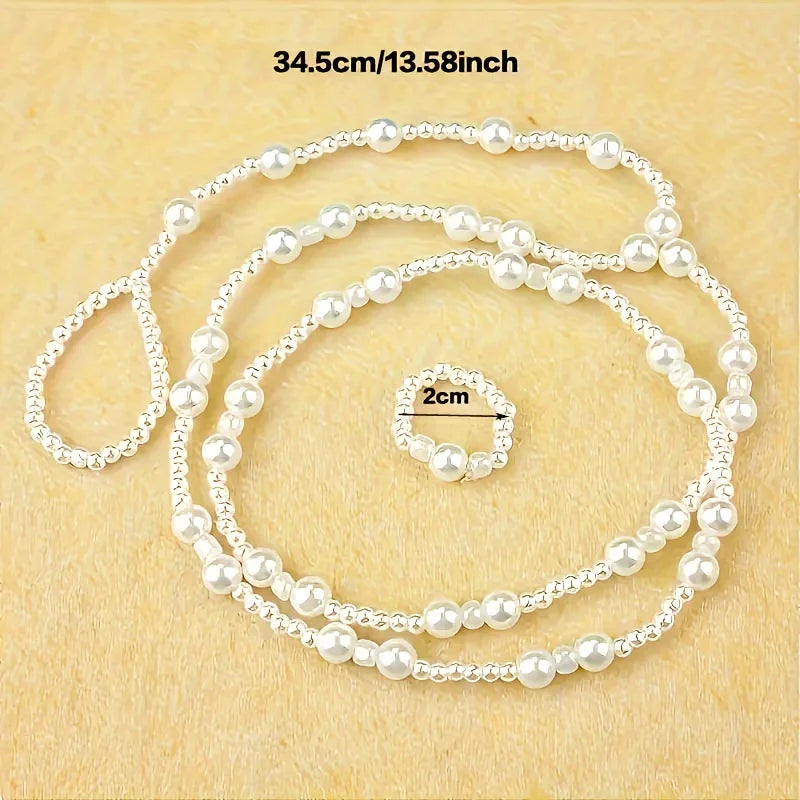 Trendy Imitation Pearl Barefoot Sandal Anklet