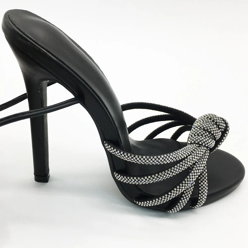 Glamorous Embellished Stiletto Heeled Sandals