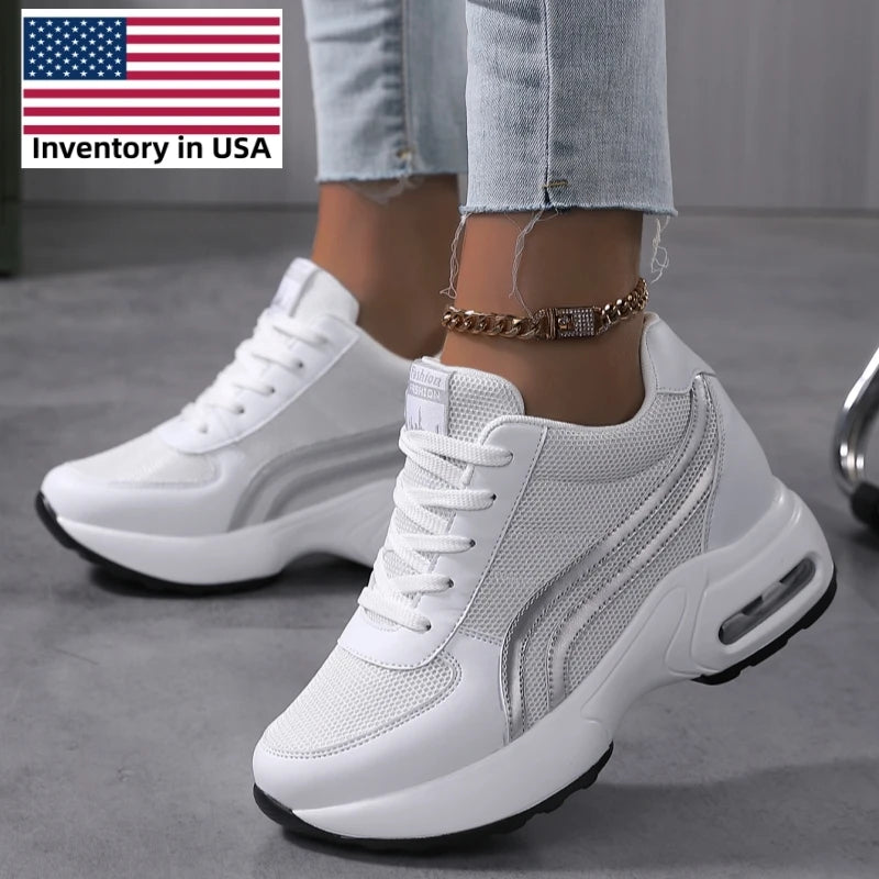 Korean-Style Platform Air Cushion Casual Sneakers