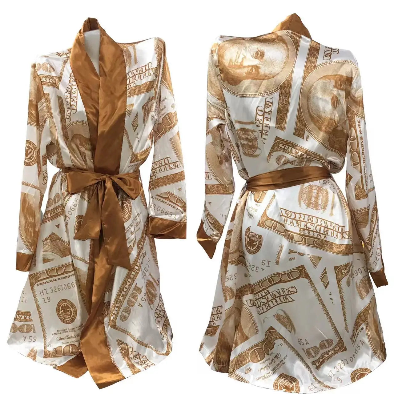Versatile Printed V-neck Loungewear Robe