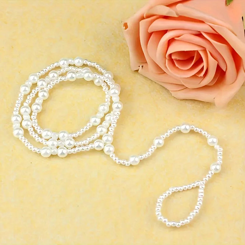 Trendy Imitation Pearl Barefoot Sandal Anklet