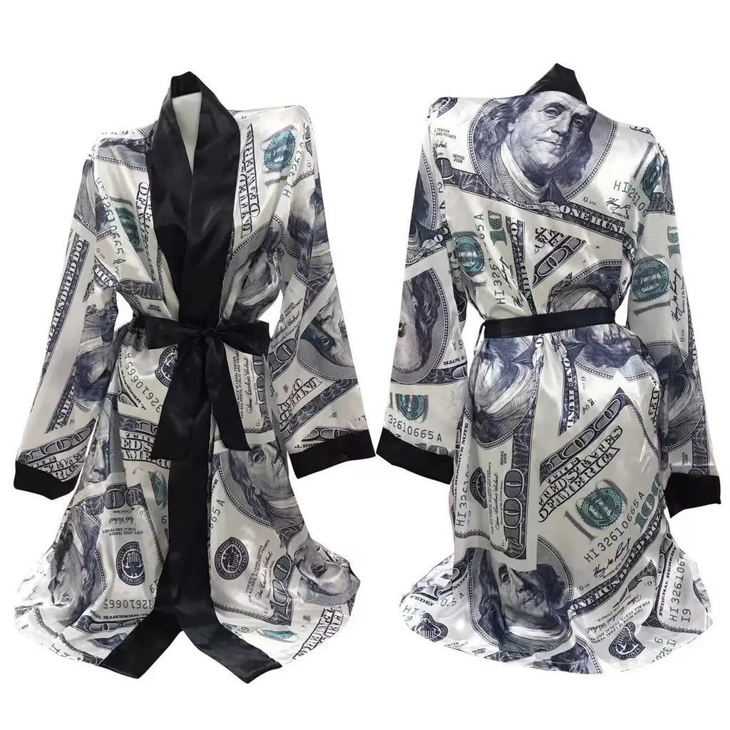 Versatile Printed V-neck Loungewear Robe