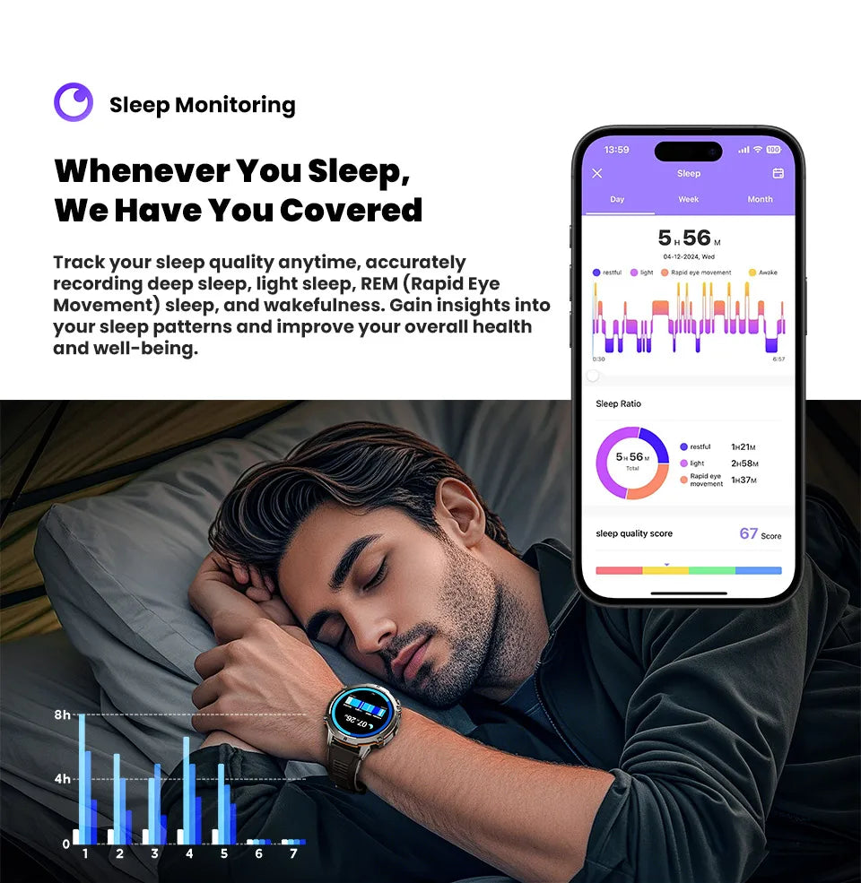 VALDUS Smart Watch with Bluetooth, Heart Rate Monitor & Sleep Tracking