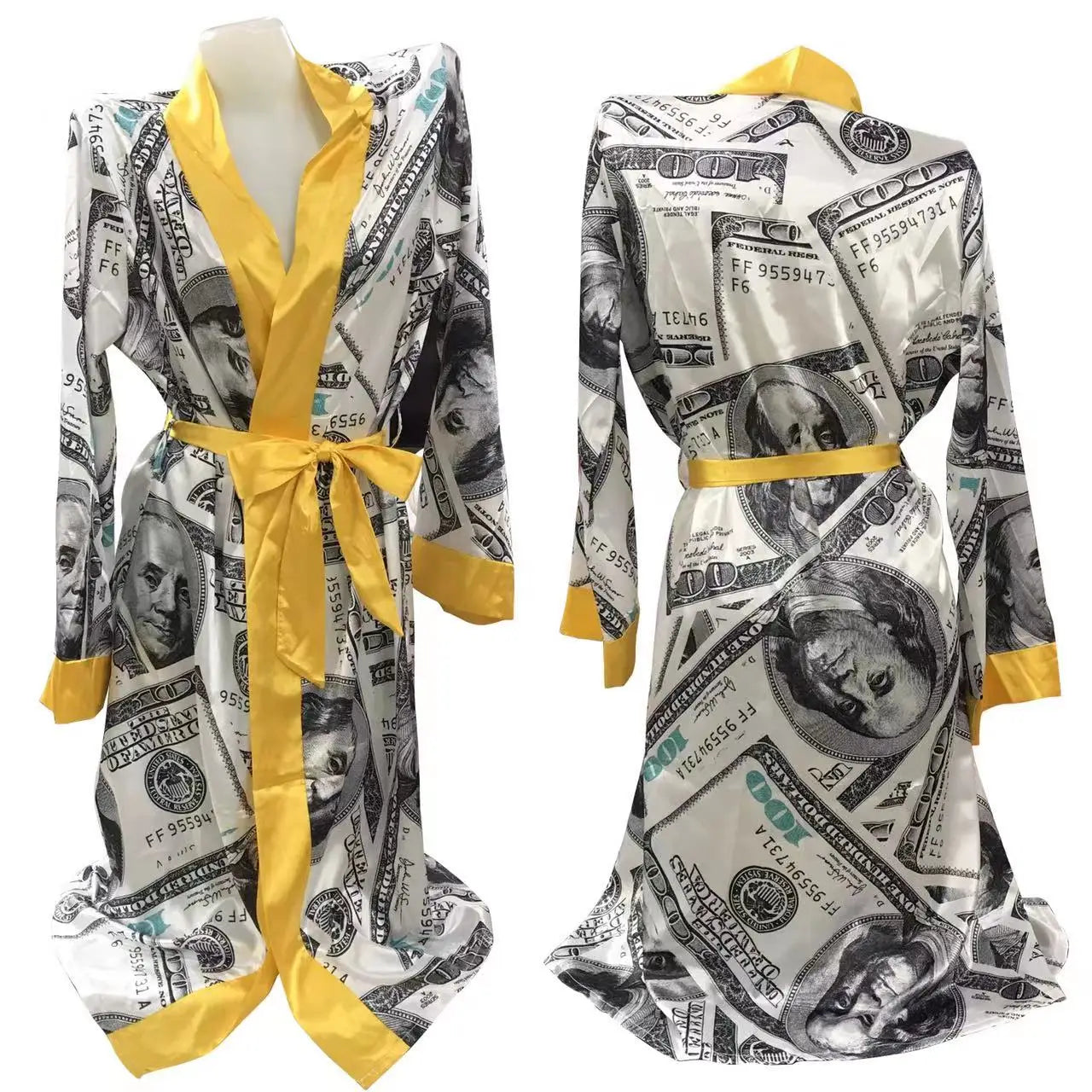 Versatile Printed V-neck Loungewear Robe