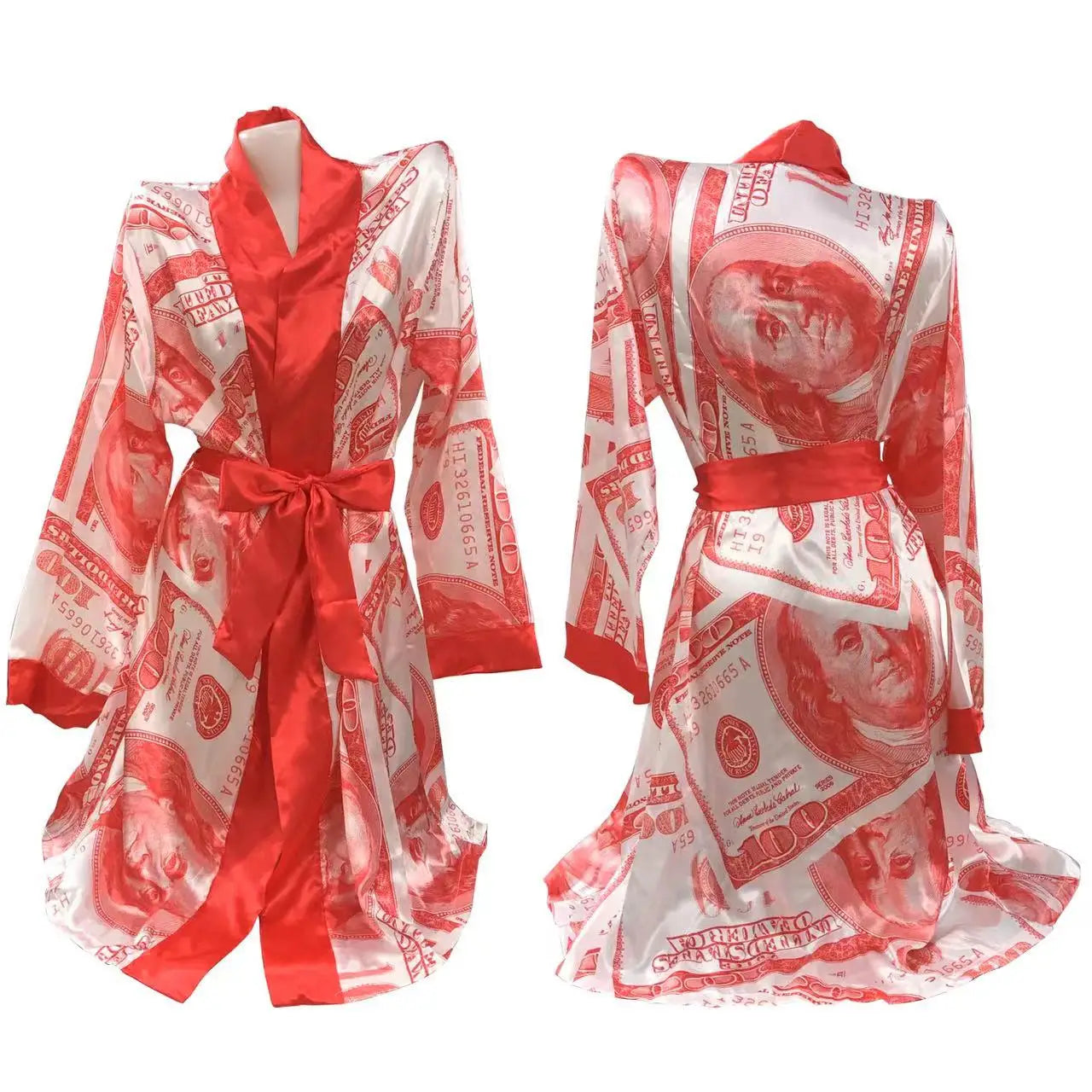 Versatile Printed V-neck Loungewear Robe