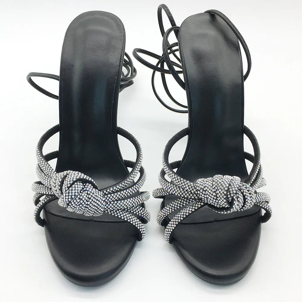 Glamorous Embellished Stiletto Heeled Sandals