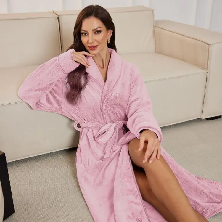 Soft Flannel Fleece Women's Bathrobe