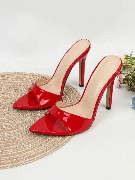Trendy Open-Toe Printed High Heel Mules