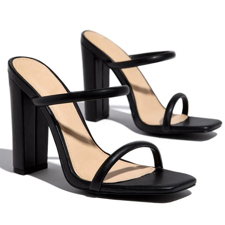 Trendy T-Strap High Heel Sandals with Rubber Outsole
