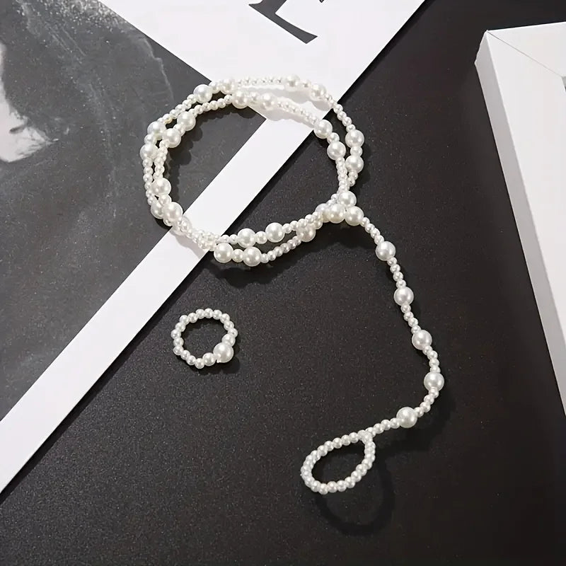 Trendy Imitation Pearl Barefoot Sandal Anklet
