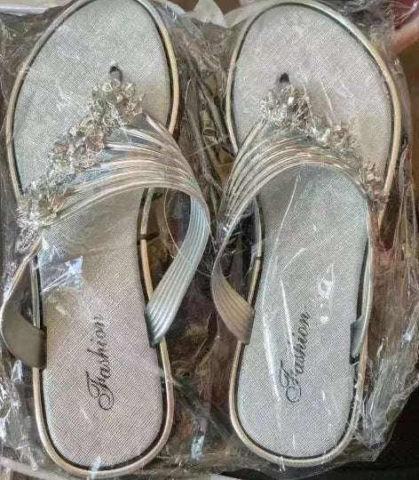 Women's Summer Rhinestone Embellished Flat Sandals
