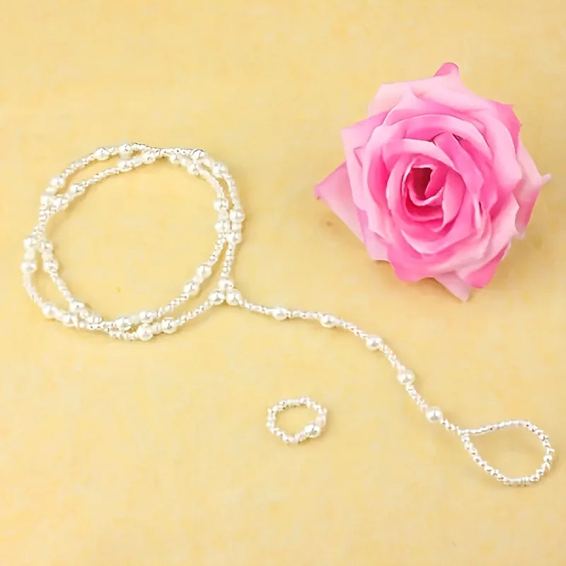 Trendy Imitation Pearl Barefoot Sandal Anklet