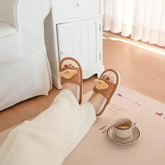 Cute Fluffy Korean-Style Indoor Slippers with Soft Sole