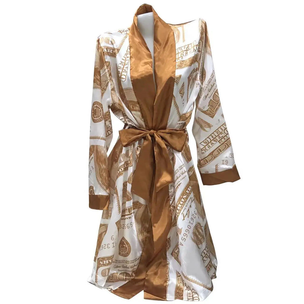 Versatile Printed V-neck Loungewear Robe