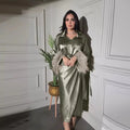 Trendy Long-Sleeve Green Abaya Maxi Dress