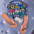 Stylish Snakeskin-Print Handbag and Matching Sandals Set