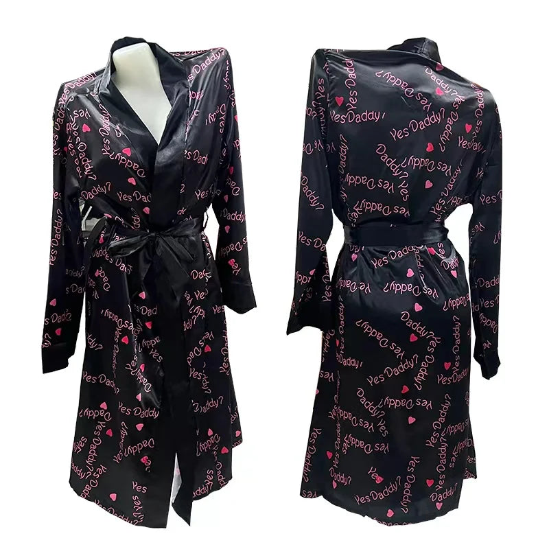Versatile Printed V-neck Loungewear Robe