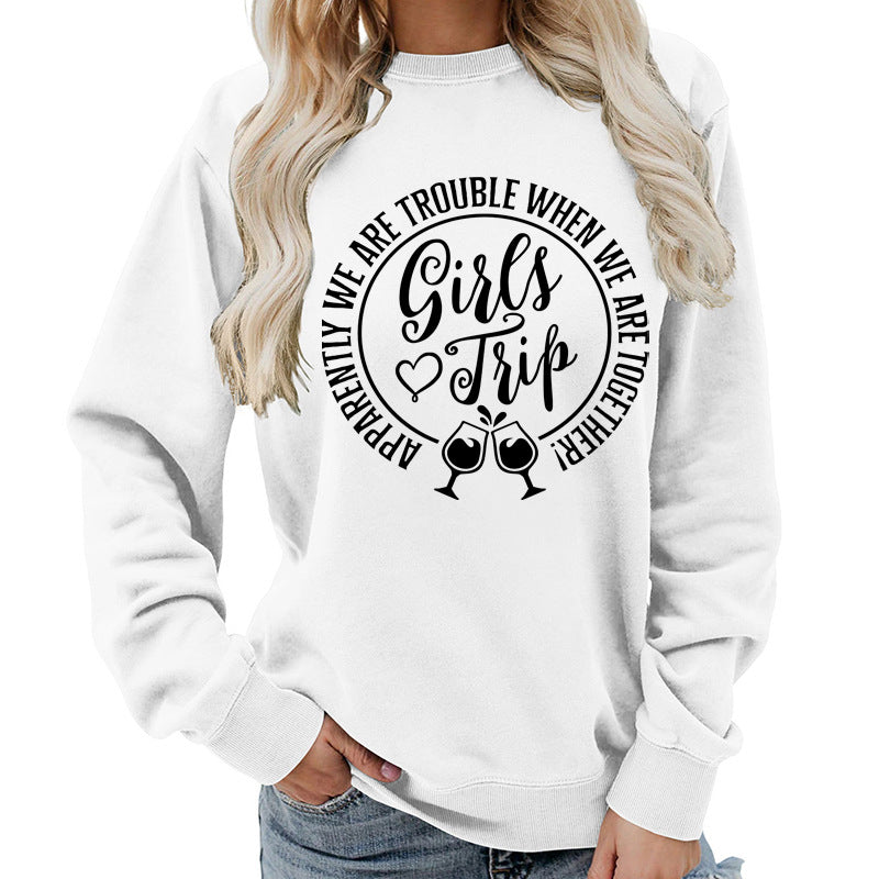 Casual Graphic Print Round-Neck Cotton Pullover