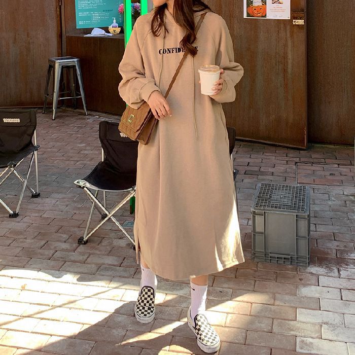 Casual Long-Sleeve Round-Neck Maxi Dress