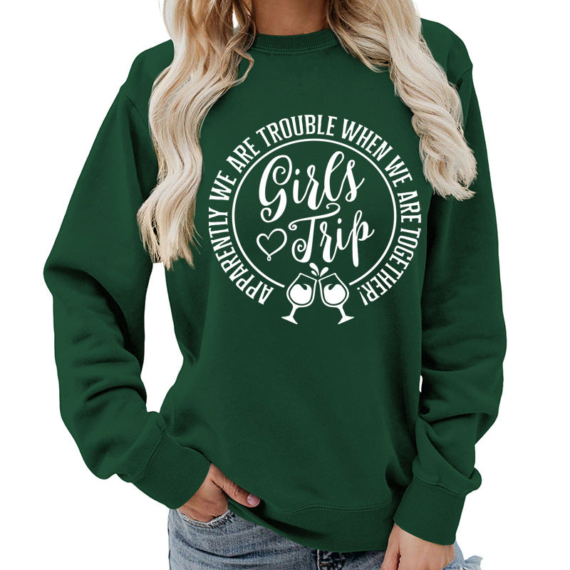 Casual Graphic Print Round-Neck Cotton Pullover