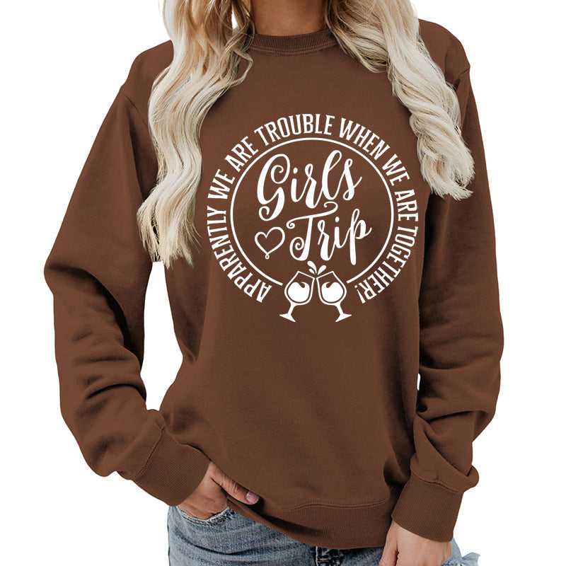 Casual Graphic Print Round-Neck Cotton Pullover