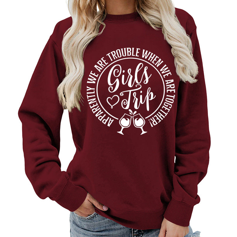 Casual Graphic Print Round-Neck Cotton Pullover