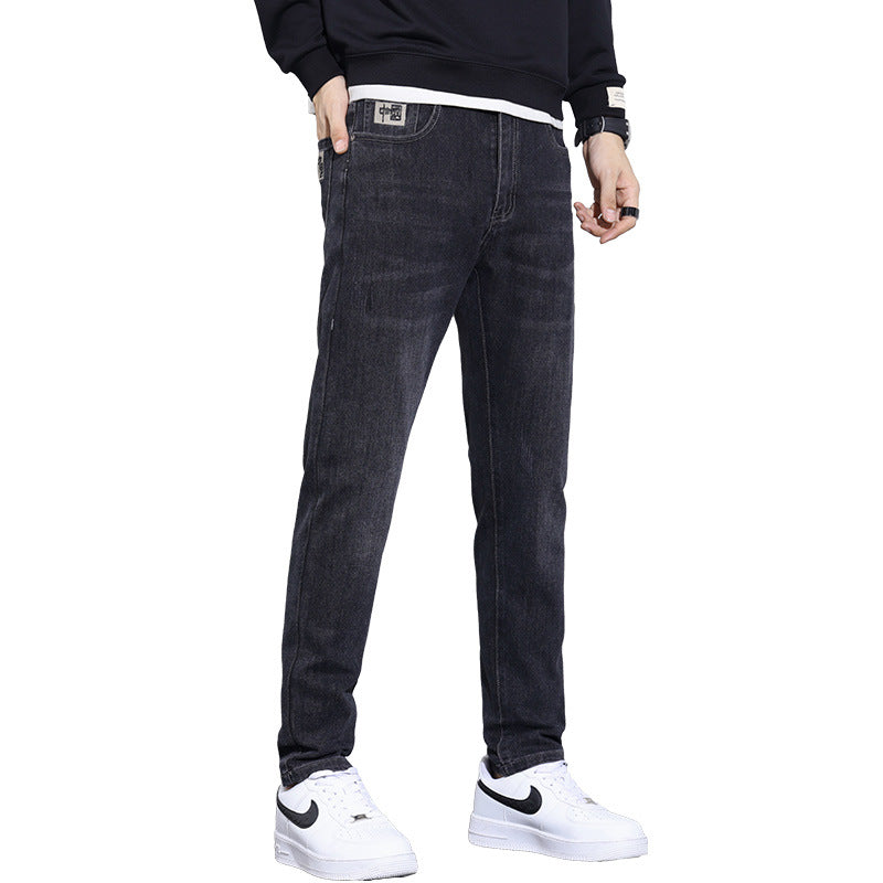 Casual Fleece Cotton Denim Pants for Winter