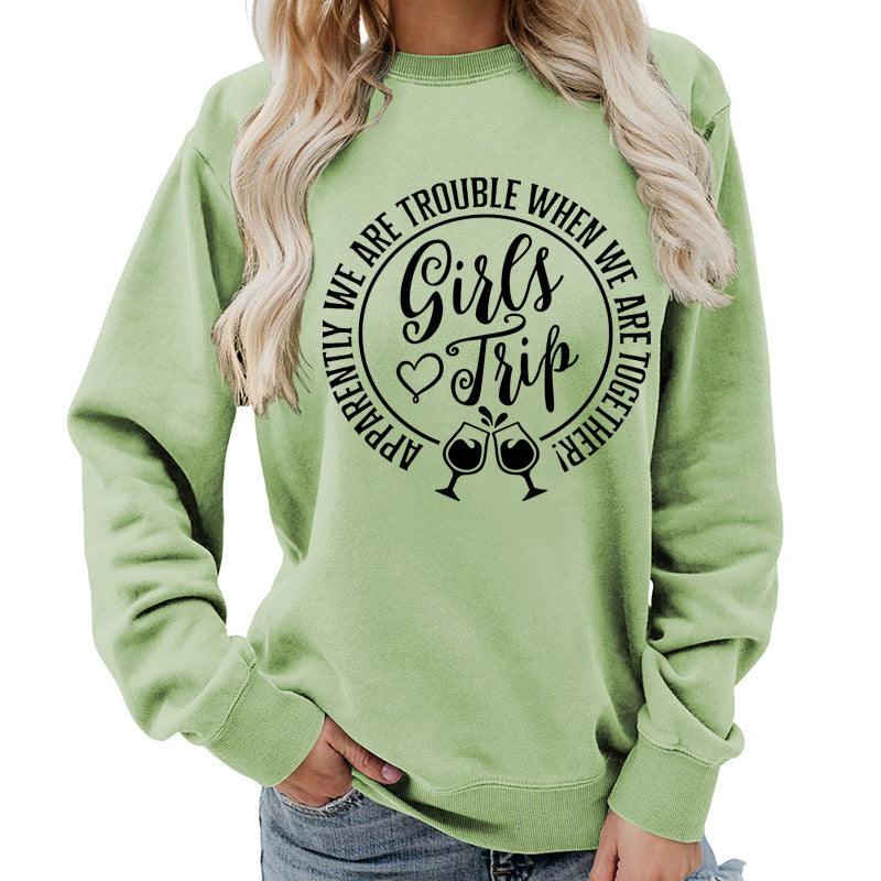 Casual Graphic Print Round-Neck Cotton Pullover