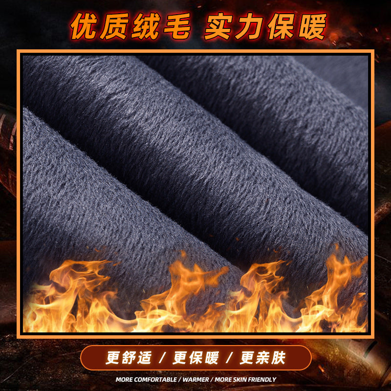 Casual Fleece Cotton Denim Pants for Winter