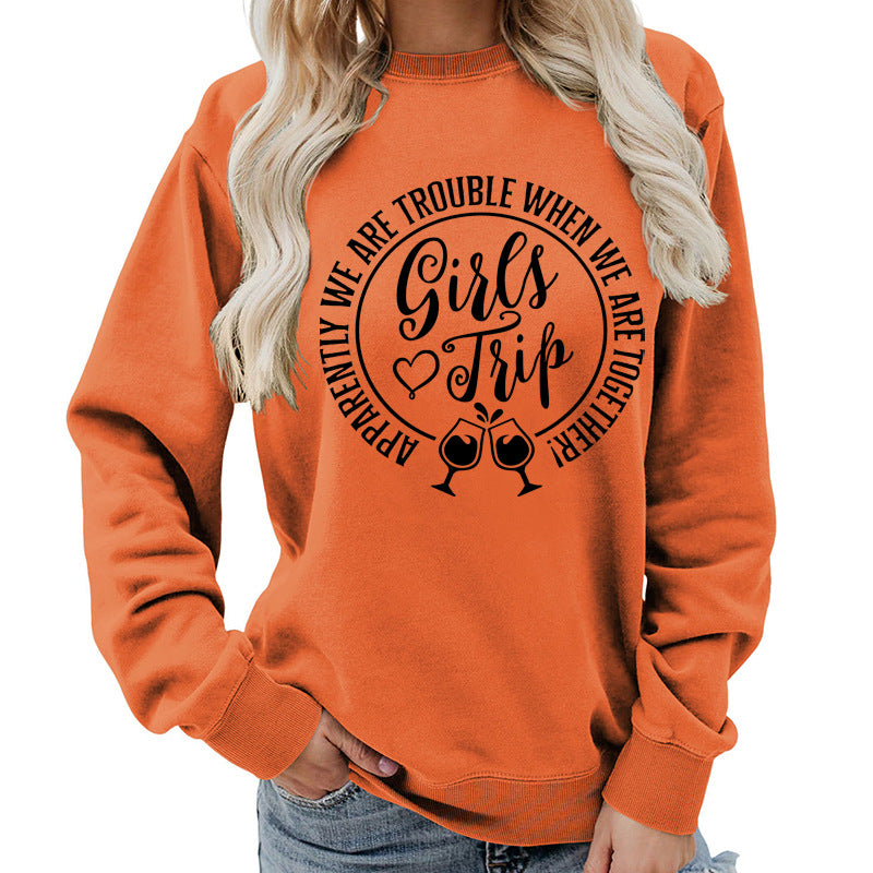 Casual Graphic Print Round-Neck Cotton Pullover
