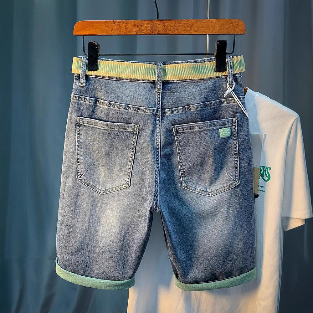 Denim Shorts Men's Summer New Fashionable Thin Five-point Pants Casual Pants Trendy Brand Ins Printed Casual Mid-length Pants for Men