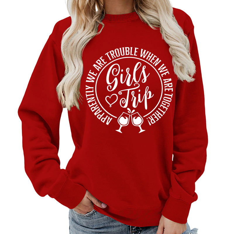Casual Graphic Print Round-Neck Cotton Pullover