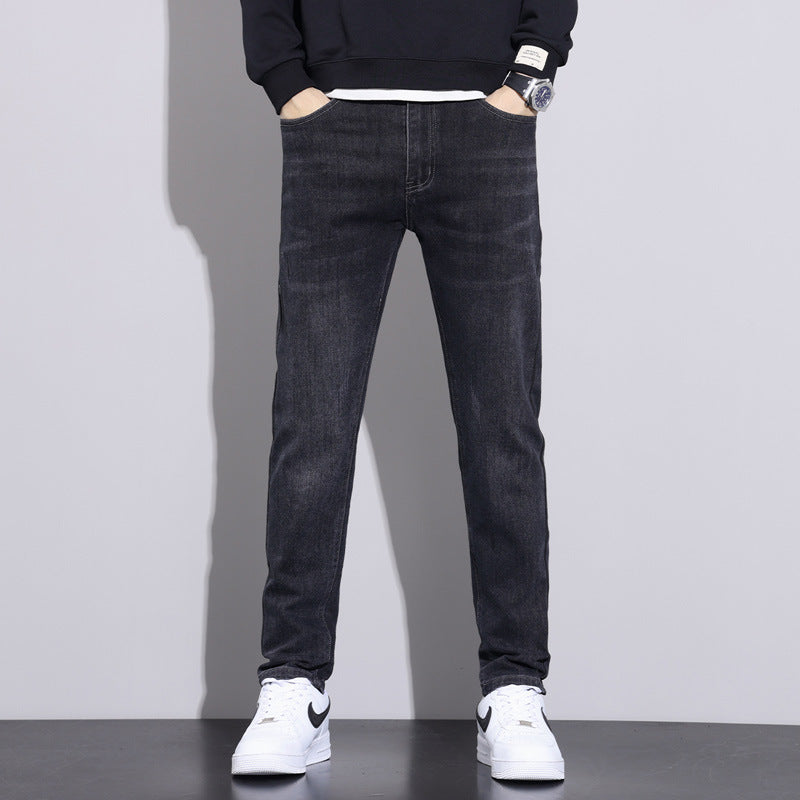 Casual Fleece Cotton Denim Pants for Winter
