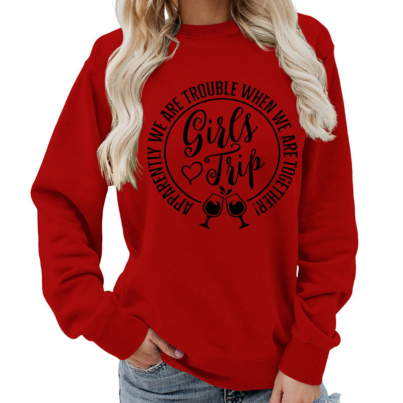 Casual Graphic Print Round-Neck Cotton Pullover