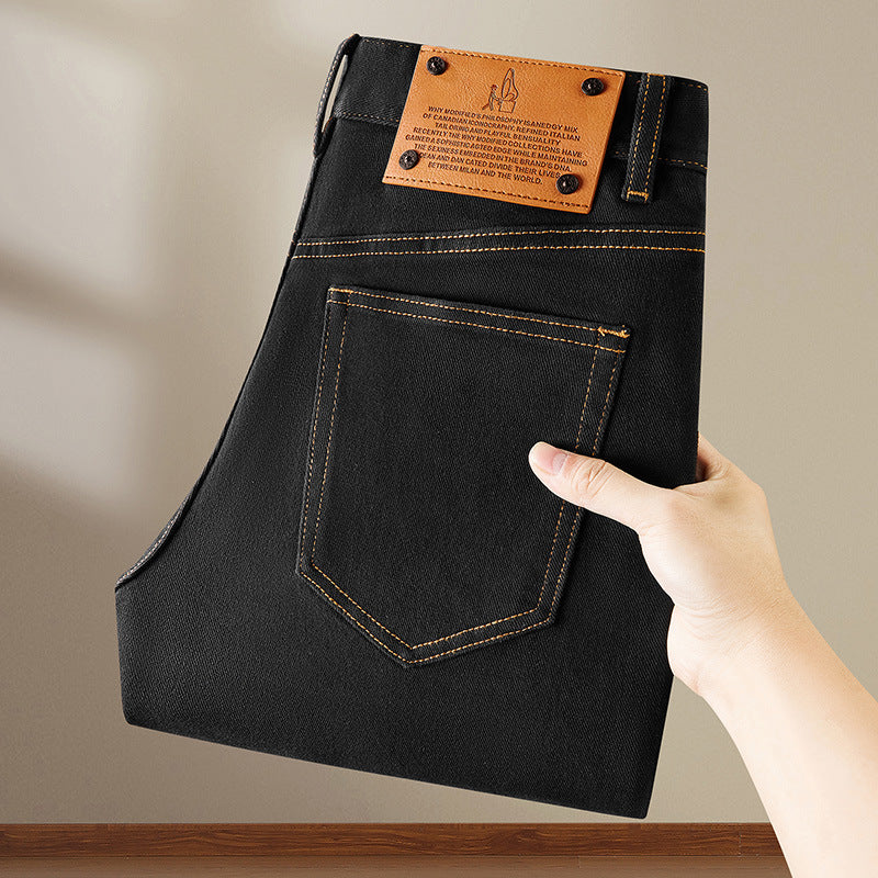 High-end Primary Color Jeans Men's Autumn and Winter All-match Casual Slim-fit Stretch 2024 New European Long Pants Spring and Autumn