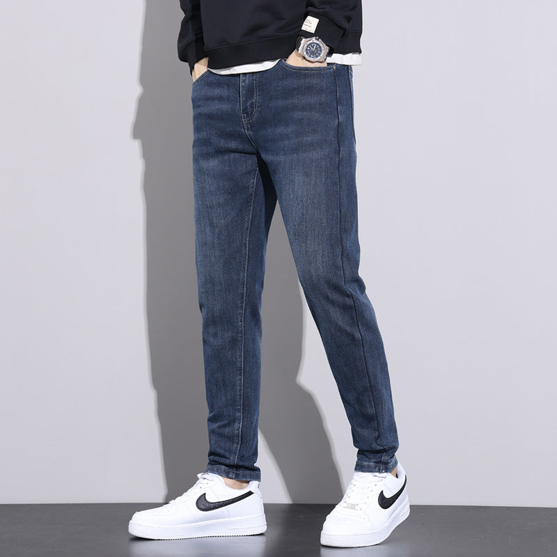 Casual Fleece Cotton Denim Pants for Winter