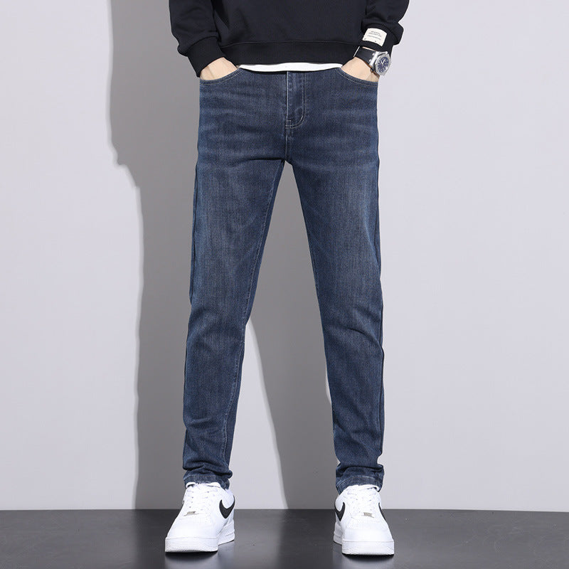 Casual Fleece Cotton Denim Pants for Winter