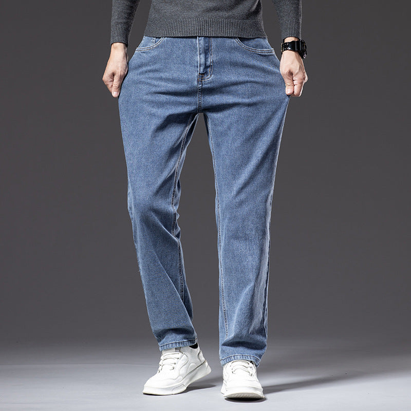 Casual Loose Fit Autumn Denim Trousers for Men