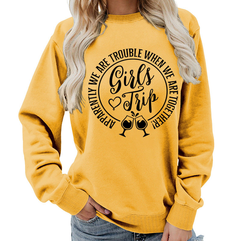 Casual Graphic Print Round-Neck Cotton Pullover