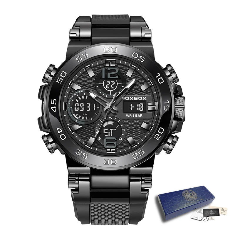 FOXBOX Business Watches Men Luxury Diver Sport Mens Watch Fashion Military Waterproof Chronograph Quartz Wristwatch Reloj Hombre