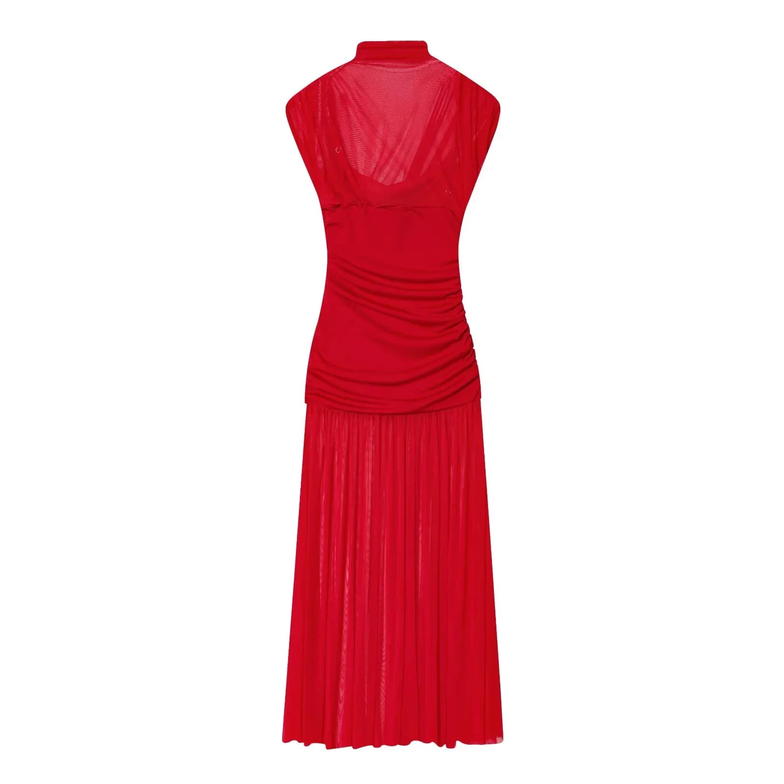 Elegant Floor-Length Sheer Evening Dress