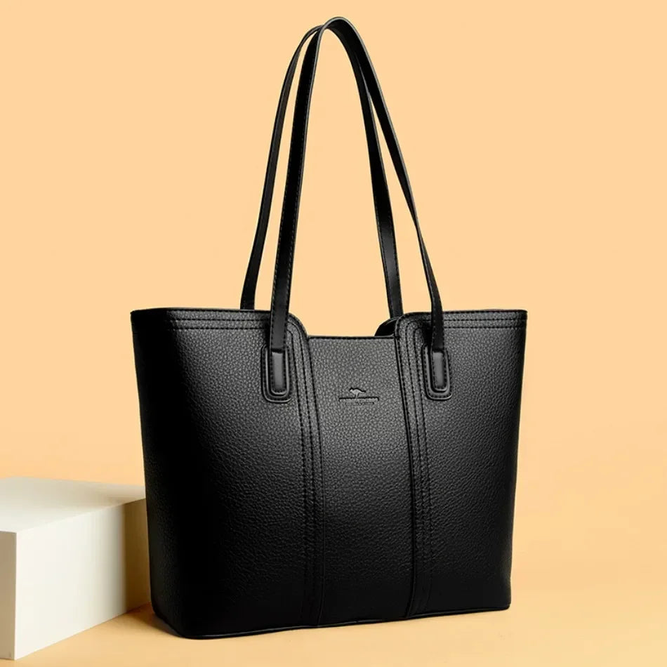 Classic Microfiber Synthetic Leather Large Capacity Tote Shoulder Bag