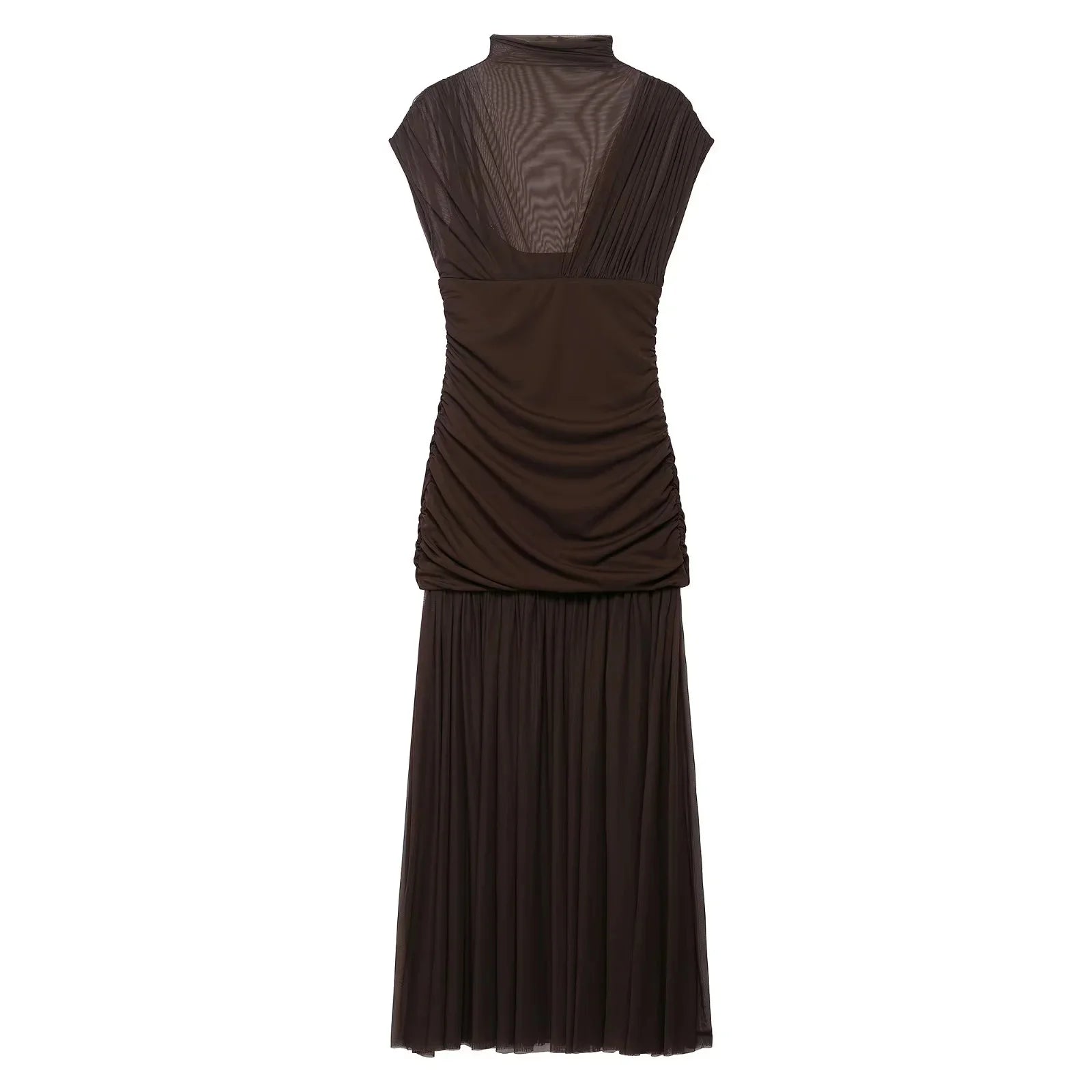 Elegant Floor-Length Sheer Evening Dress