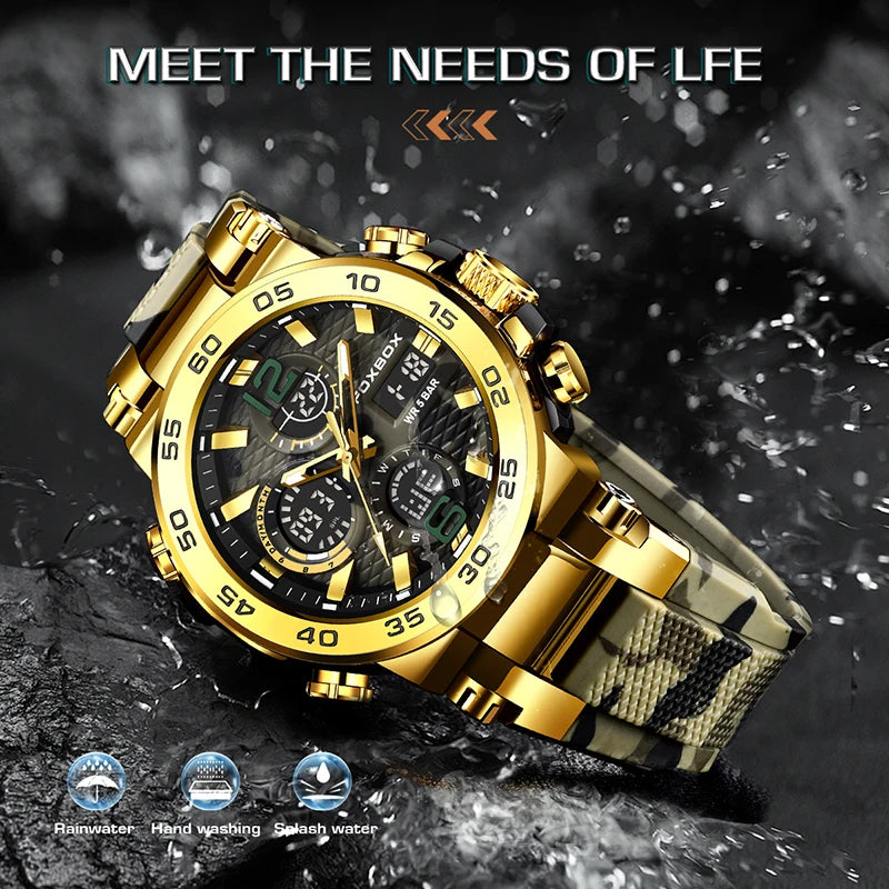 FOXBOX Business Watches Men Luxury Diver Sport Mens Watch Fashion Military Waterproof Chronograph Quartz Wristwatch Reloj Hombre
