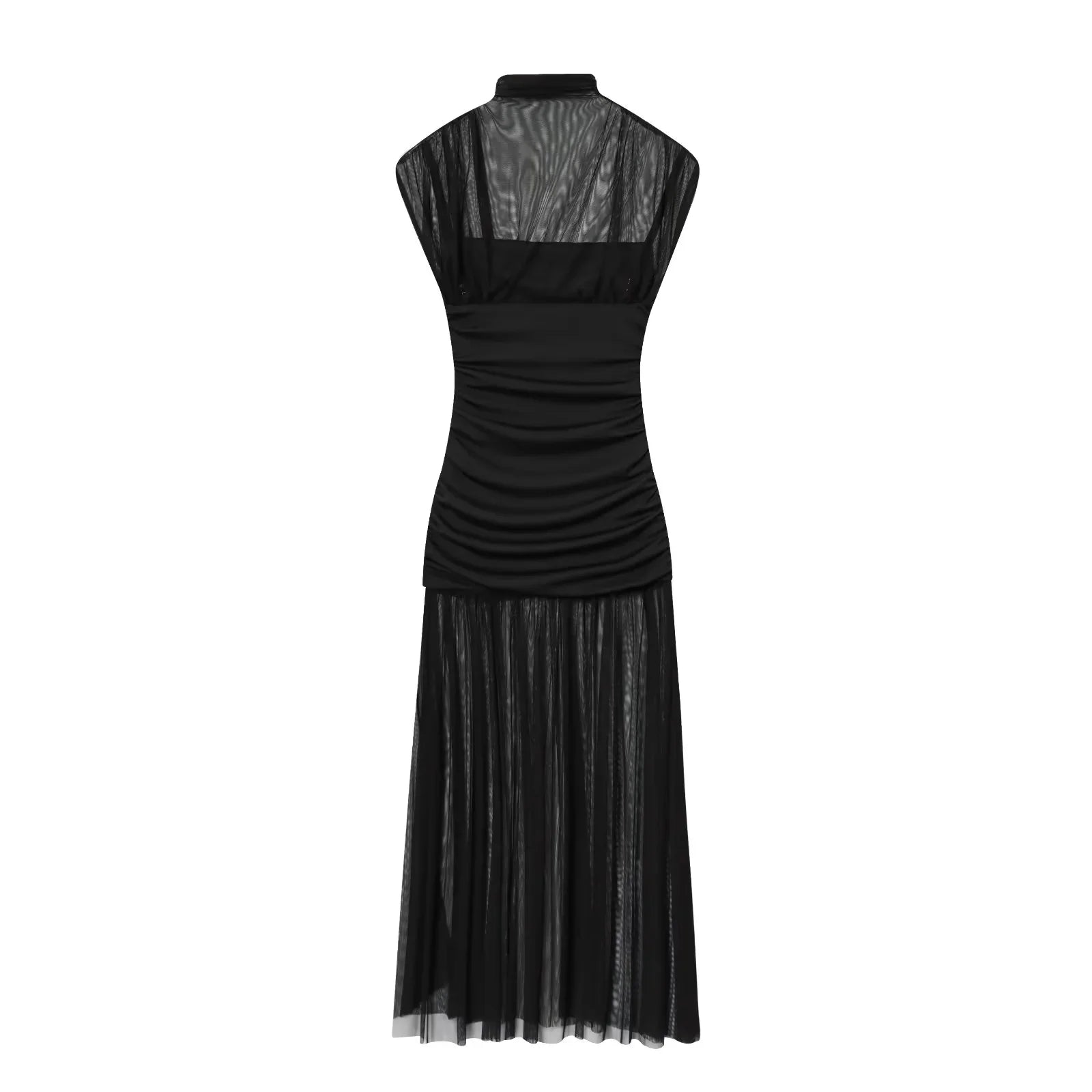Elegant Floor-Length Sheer Evening Dress