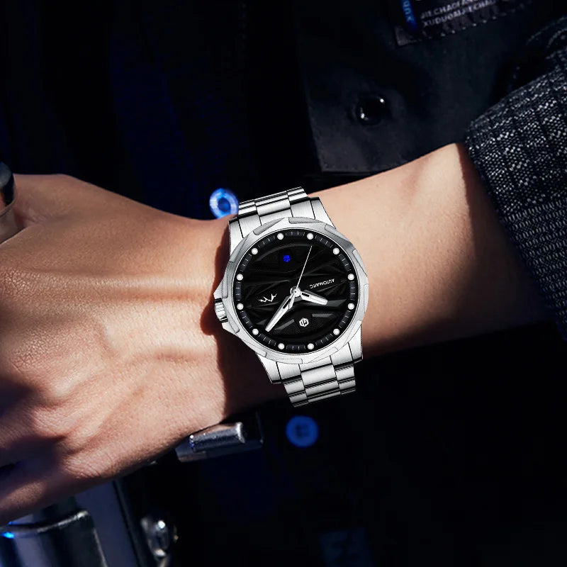 44mm Sports Watch Original Design ST1612 Automatic Mechanical Fashion Men Watches Stainless Steel Strap Waterproof 50m Luminous