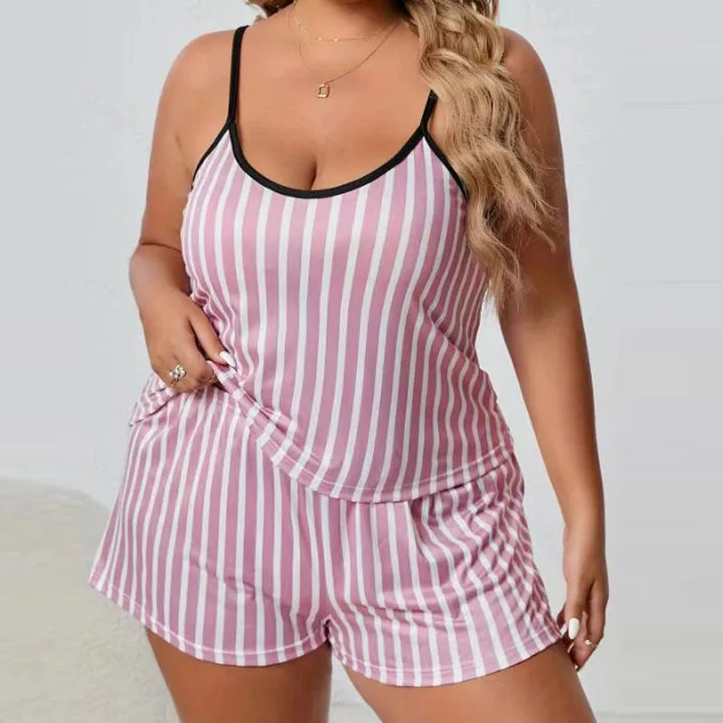 Plus Size Heart Print Women's Pajama Set