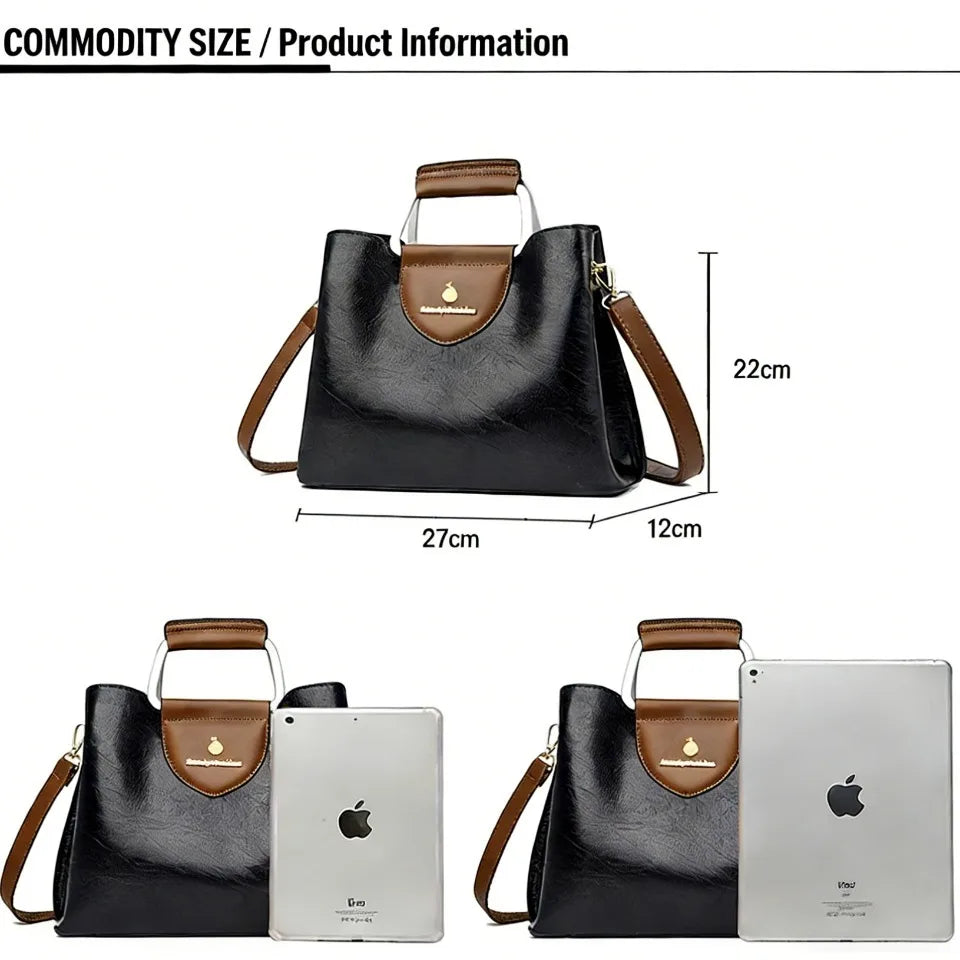 Elegant Soft Leather Shopper Shoulder Bag for Women