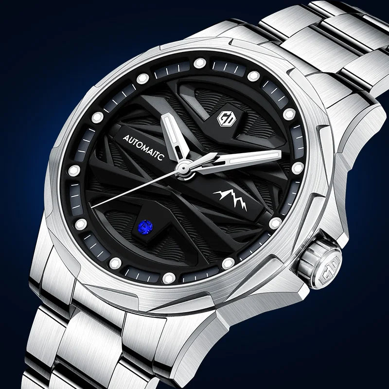 44mm Sports Watch Original Design ST1612 Automatic Mechanical Fashion Men Watches Stainless Steel Strap Waterproof 50m Luminous
